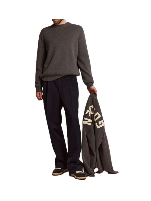 Golden Goose Maglione girocollo da uomo in cotone grigio scuro con logo sul retro Golden Goose | GMP00841P00066260304